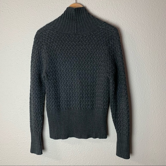VTG 90’s HILLARD HANSEN charcoal grey chunky knit Sweater Sz M fold over collar - Picture 10 of 12